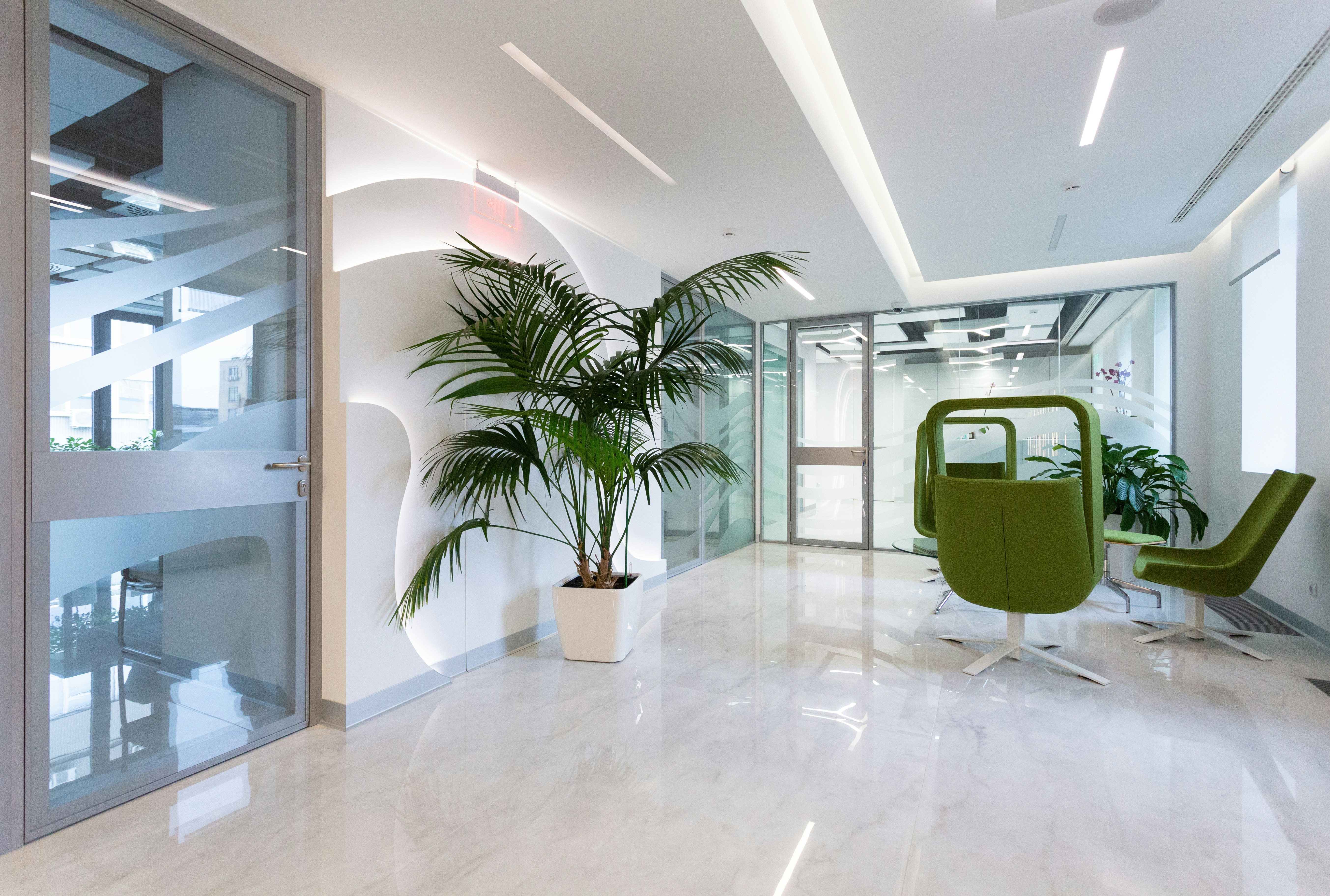Modern medical practice waiting area with comfortable seating — Tabib Health Tech clinic technology services